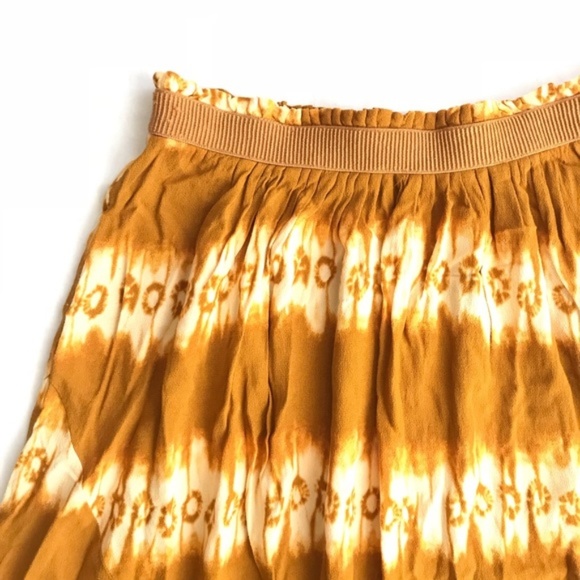 H&M mustard yellow tie dye boho midi skirt, XS/S - Picture 3 of 8